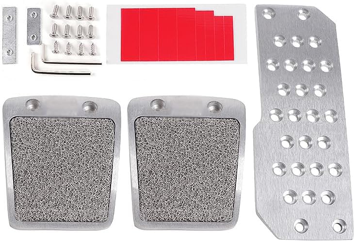 

MUTEKI Pedal Cover, Brake Pedal, Accelerator Pedal, Cover, Car Pedal, Anti-slip, Aluminum Alloy, Non-slip Pedal Pads, 3 Pieces, Universal серебряный