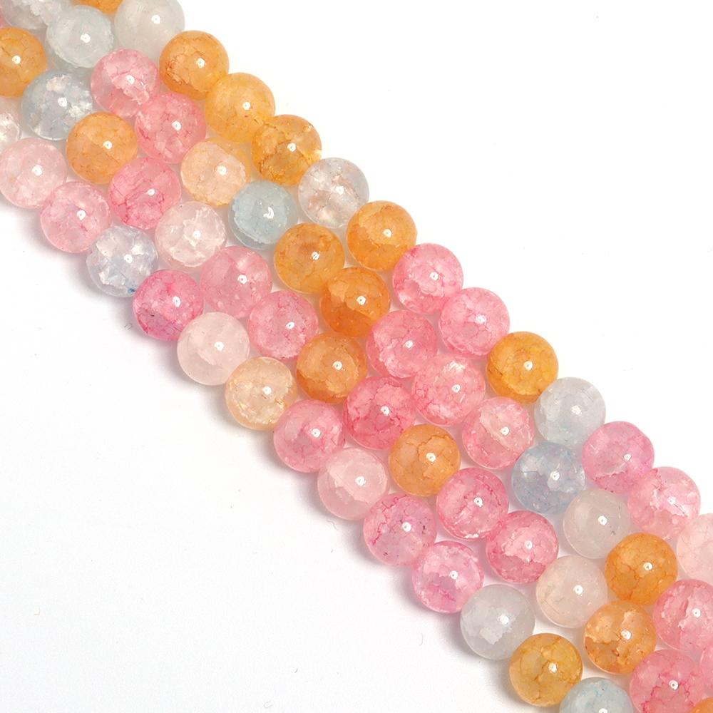 38-45pcs/lot 8 10mm Round Glass Floral Beads Colorful Loose Spacer Beads For Jewelry Making DIY Bracelet Necklace Accessories