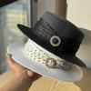 New French Seaside Straw Hat Women's Summer Flat-top Sun Hat Sun Protection Beach Hat UV Protection Top Hat