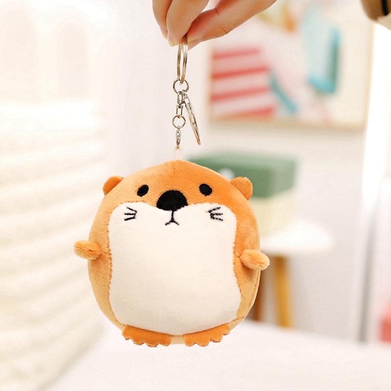 1pc 11cm New Lovely Simulation Otter Plush Pendant Toys Stuffed Wild Animal Key Ring Dolls Soft Bag Decor Gift for Kids