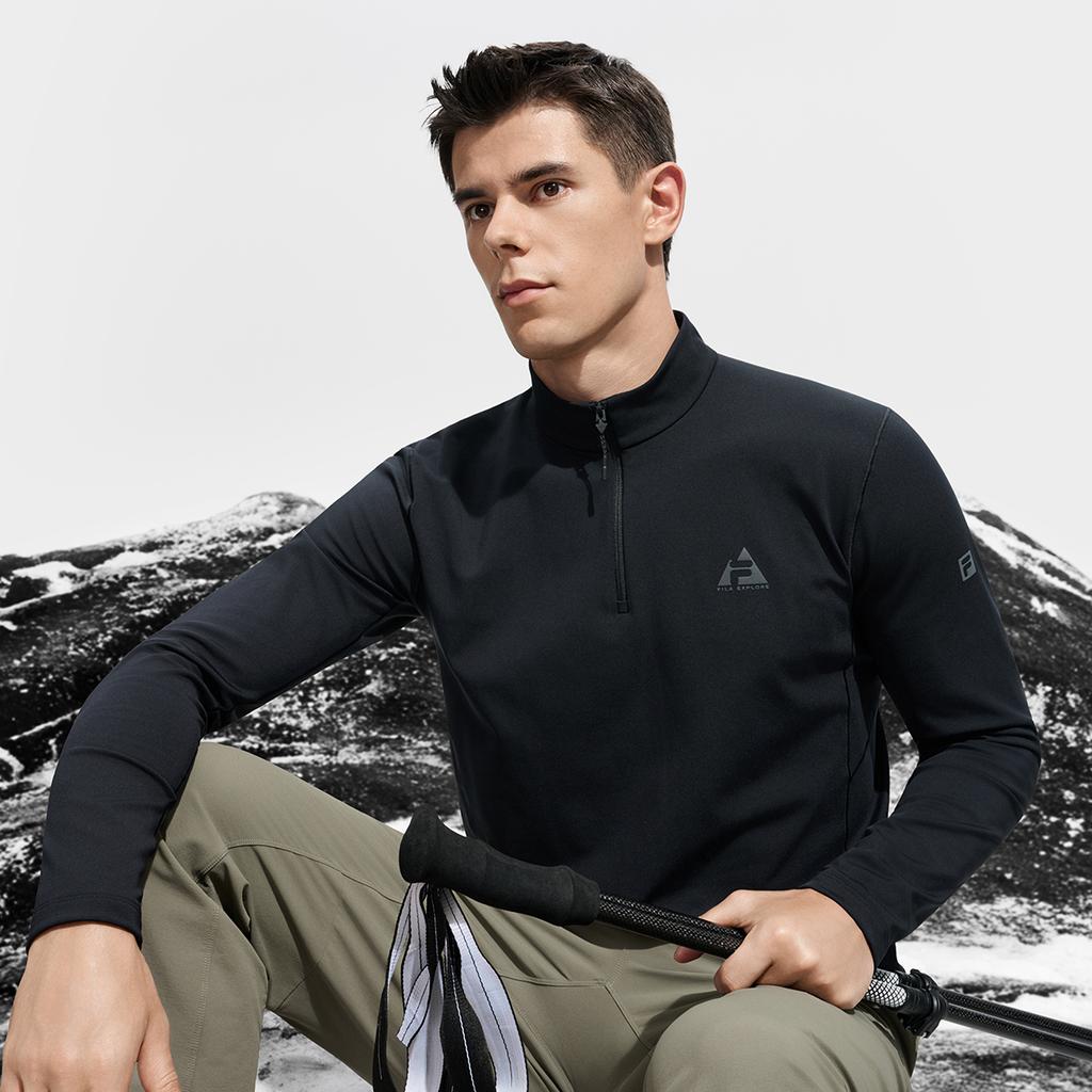 Fila Explorer Hochwertiges Lässiges Sportliches Klassisches Bequemes Weiches Strick Langarm T-Shirt Herren Tops A11M547203FBK