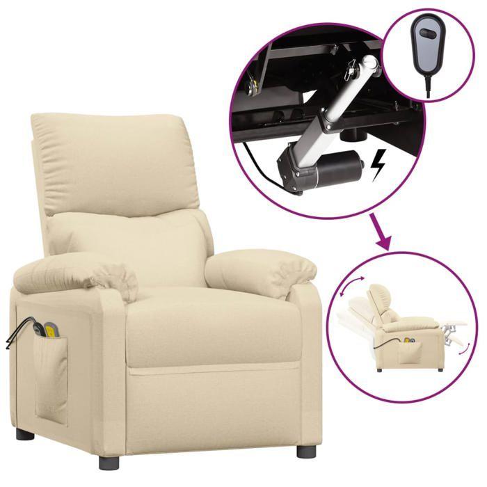 Exclusive House - Cream Fabric Electric Massage Armchair