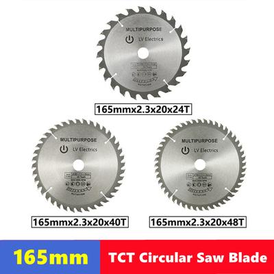 TCT 165mm Carbide Woodworking Saw Blade 24T/40T/48/60T, Suitable for Multifunctional Power Tools, Wood Cutting Discs