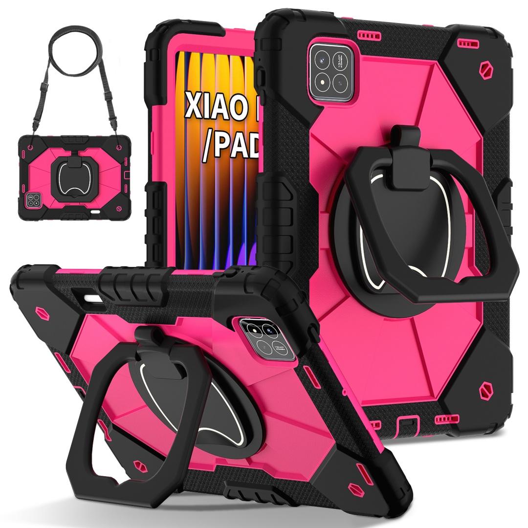 

Для Xiaomi Pad 7 / Xiaomi Pad 7 Pro.360° вращающаяся рукоятка прочная защитная подставка TPU+PC 3в1 противоударный противоударный чехол для планшета и ПК Xiaomi Pad 7 розы красного