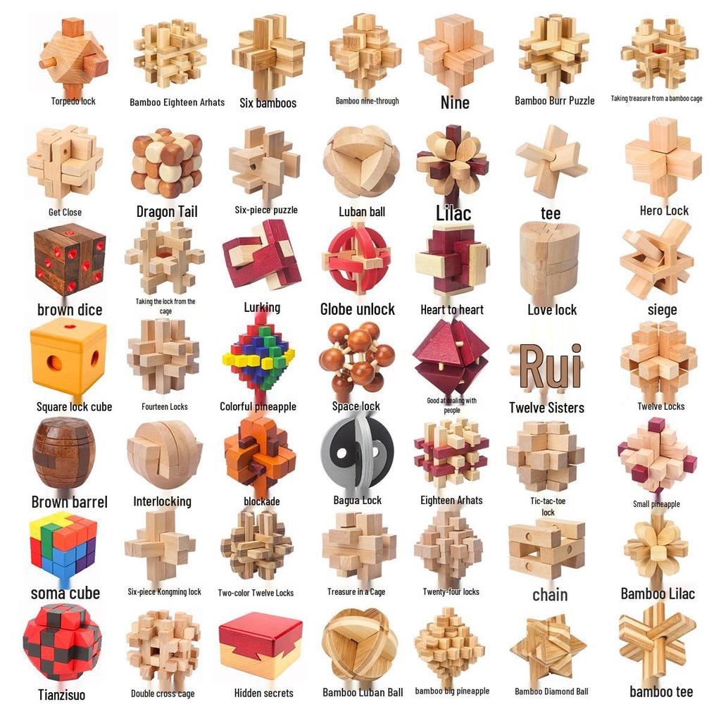 Kongming & Luban Wooden Lock Set: Children's Educational Decompression Toys