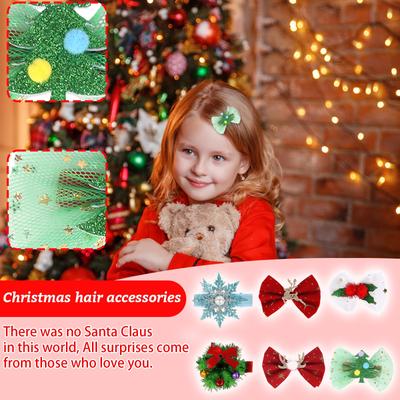Christmas Hair Accessories, Mesh Bow Hairpins, Christmas Party Decorations, Snowflake Elk Hairpin Headdresses.