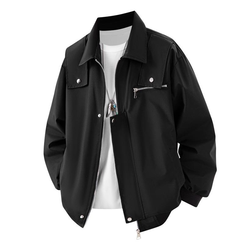 Mens American High Street Turn Down Collar Loose Casual Pilot Jacket