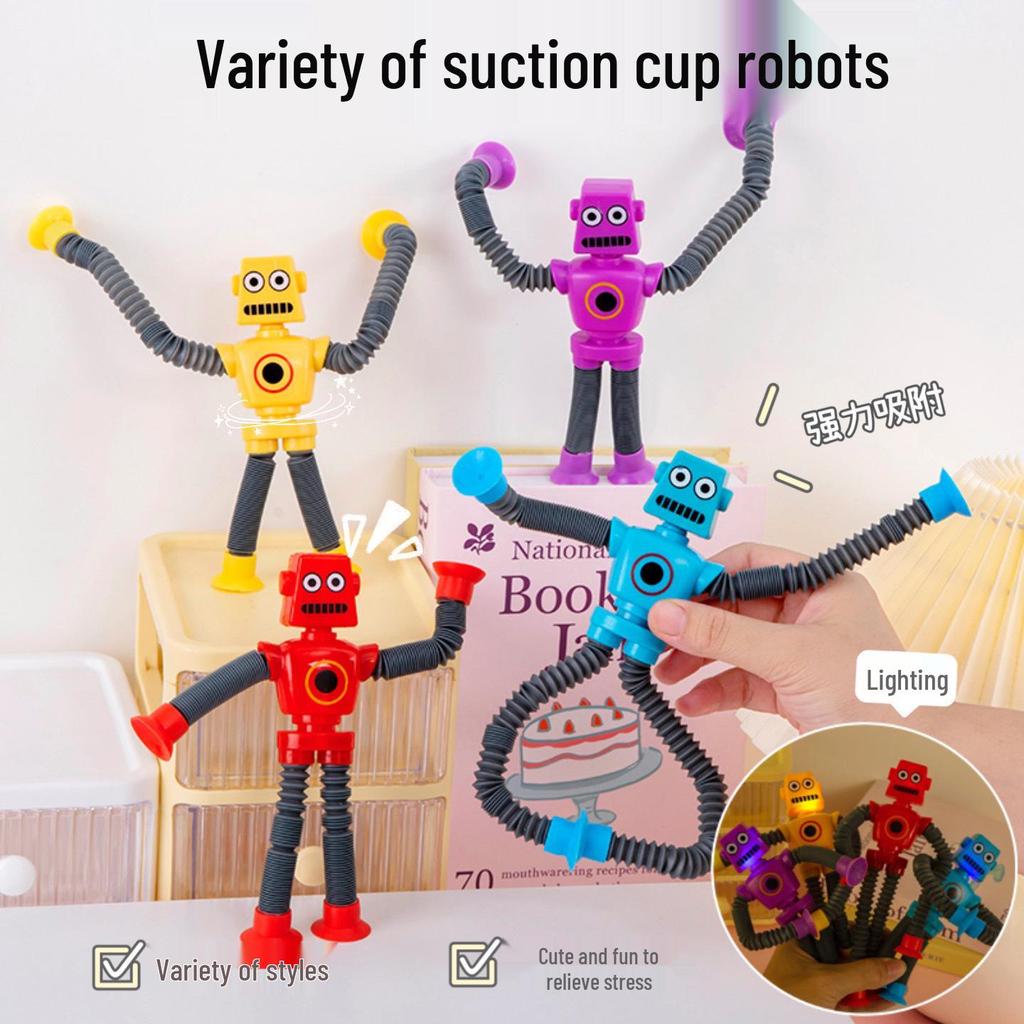 Spot Luminous Telescopic Robot Tube: Children's Cartoon Suction Cup Toy for Parent-Child Interaction and Creative Decompression.