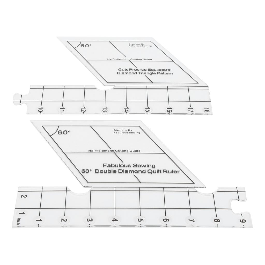 18inch Double Strip Quilting Ruler 60 Degree Diamond Quilt Ruler High Accuracy Transparent Quilting