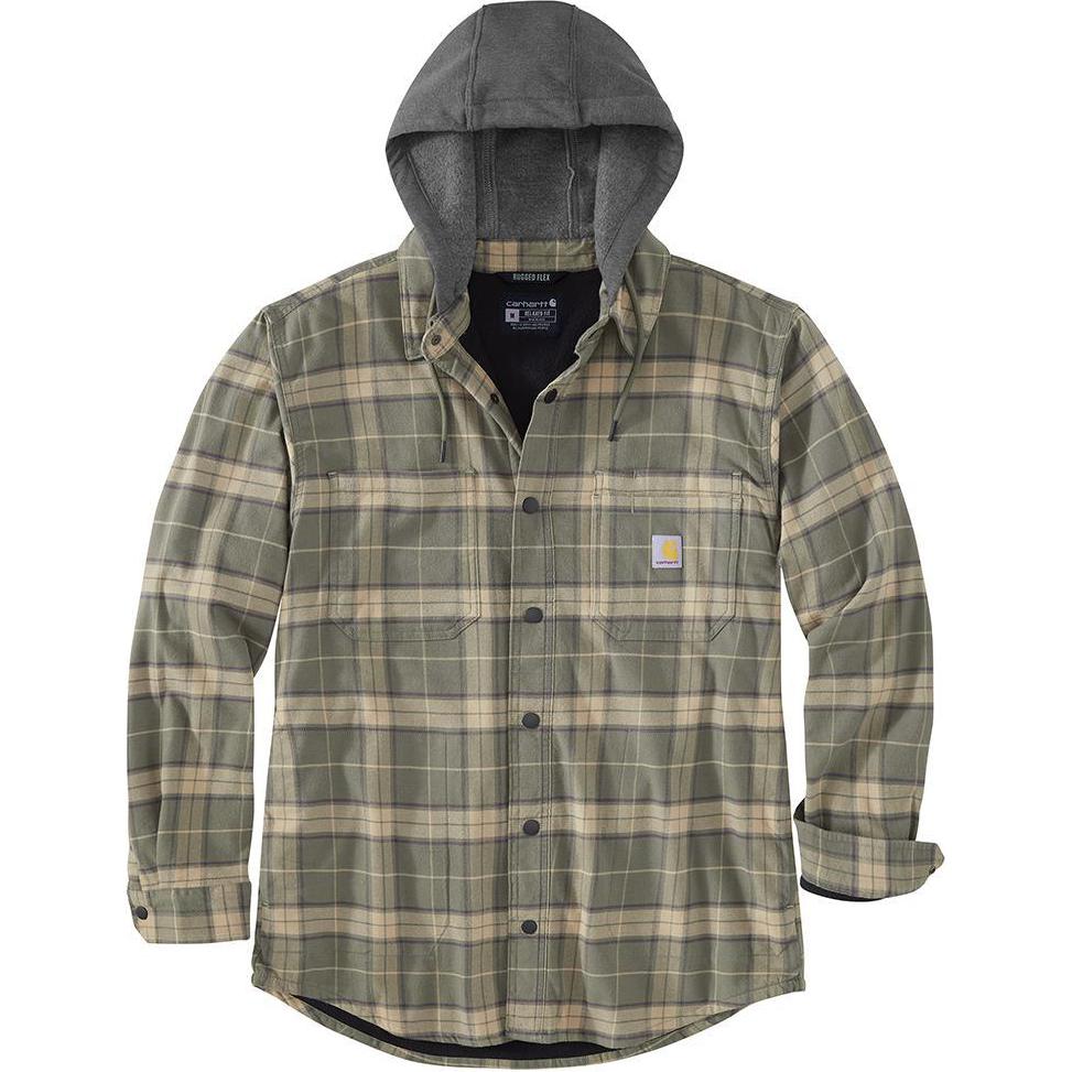 Carhartt 106353 Rugged Flex Flannel Fleece Lined Hooded Shirt Jac Jackets & Coats Relaxed Fit Men's 106353