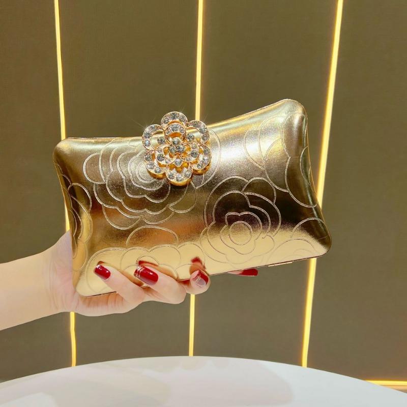 Borsa a pochette alla moda e di lusso leggero, Borsa a tracolla elegante, Borsa con catena tempestata di diamanti, Borsa da sera