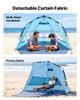 Beach Tent Sun Shelter for 4 Person, Pop Up Beach Tent UPF 50+ Protection, Portable Sun Shade Canopy with Carrying Bag and Sand Pockets, Easy Setup