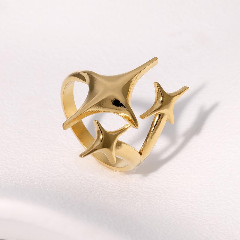 New European American Stainless Steel Ring Niche Teenage Design Featuring Star Like Minimalist Cool Personalized Temperament