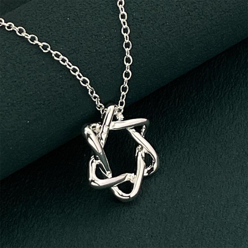 925 Silver Necklace 45CM Six-pointed Star Pendant Necklace for Women Simple Fashion Necklace Anniversary Jewelry Gift