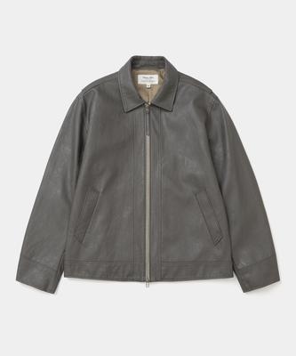 Uniform Bridge Faux Leather Single Jacket Gray