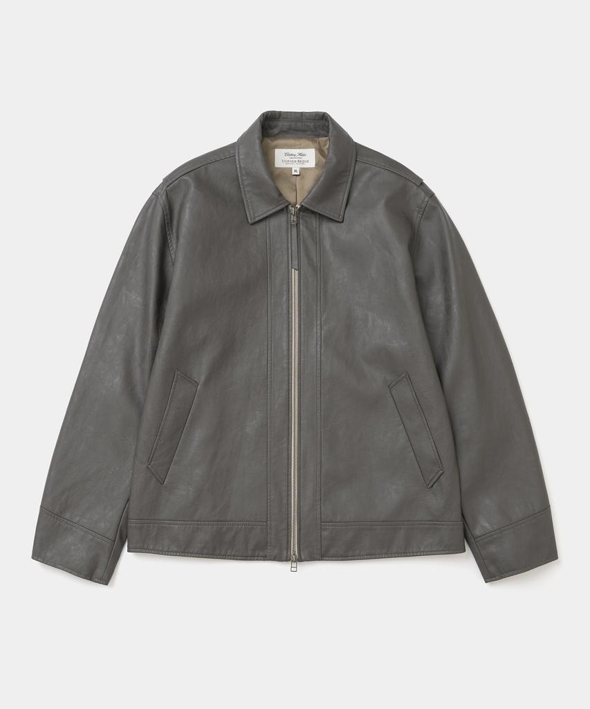 Uniform Bridge Faux Leather Single Jacket Gray