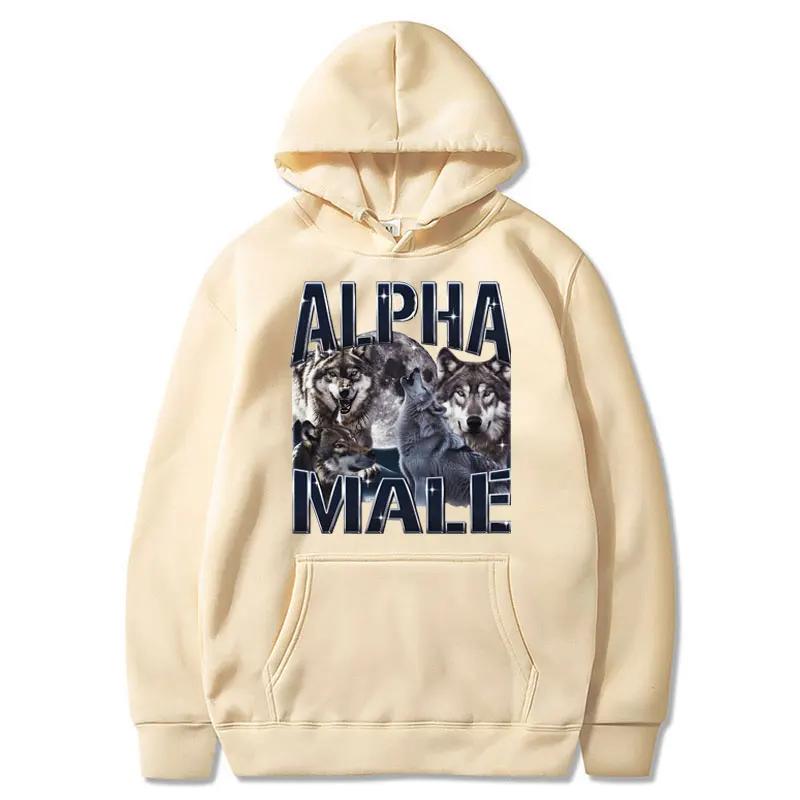 Sudadera con capucha Alpha Male Howling Wolf, diseño unisex con estampado a doble cara, para hombre y mujer, estilo retro, ideal para e