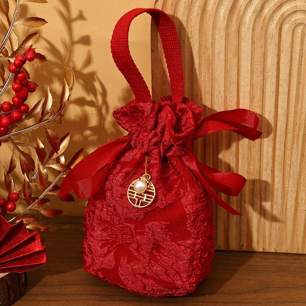 Cloth Wedding Candy Bag Embossed Flowers Engagement Gift Packing Bag  Engagement/Wedding