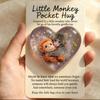 Lille Abe Lomme Kram Sød Baby Abe Holder Plyslegetøj Nøglering med Positivt Kort Følelsesmæssig Støtte Inspirerende Gave til Venner Elskende