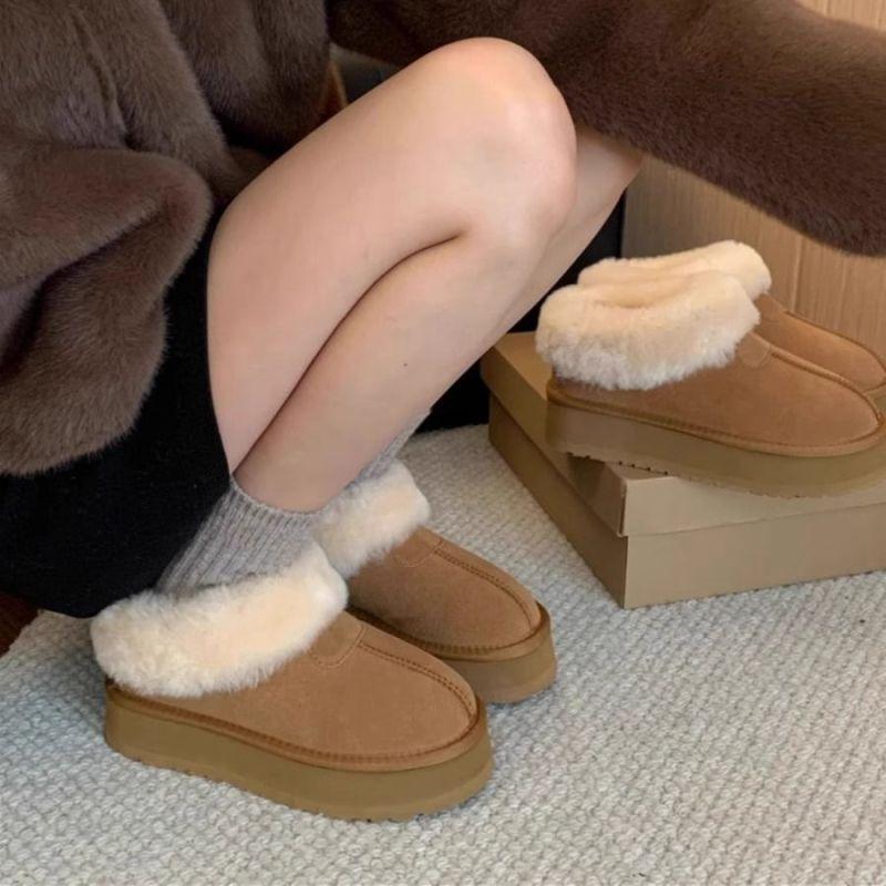Cotton Shoes Women's Autumn and Winter New Snow Boots Piled Thickened Warm Non-slip Retro Lamb Wool Shoes