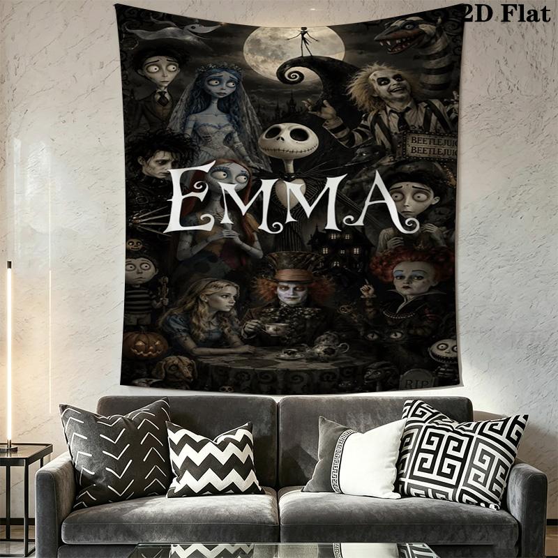 Nightmare Before Emma'S Adventure Tapestry Background Cloth Fashion Print Background Cloth Wall Decoration Christmas Gift