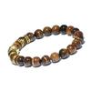 Gothic Skull Bracelet For Men 8mm Smooth Tiger Eyes Stone Strand Braslet Accessories Hombre Gifts For Him Vintage Jewelry Joias