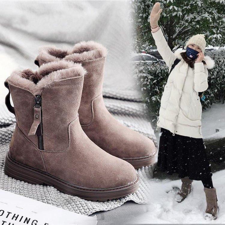 Annual thick velvet snow boots cold-proof and warm medium tube shoes piled thickened non-slip cotton shoes autumn and winter