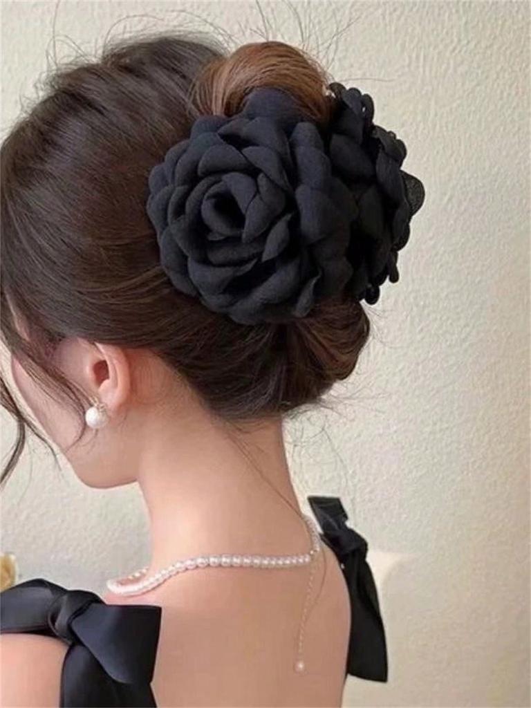 1 Damen Sommer neu Französische Eleganz Blume Haarklammer Hinterkopf Frisur Haifischklemme Krallenklemme Haarschmuck