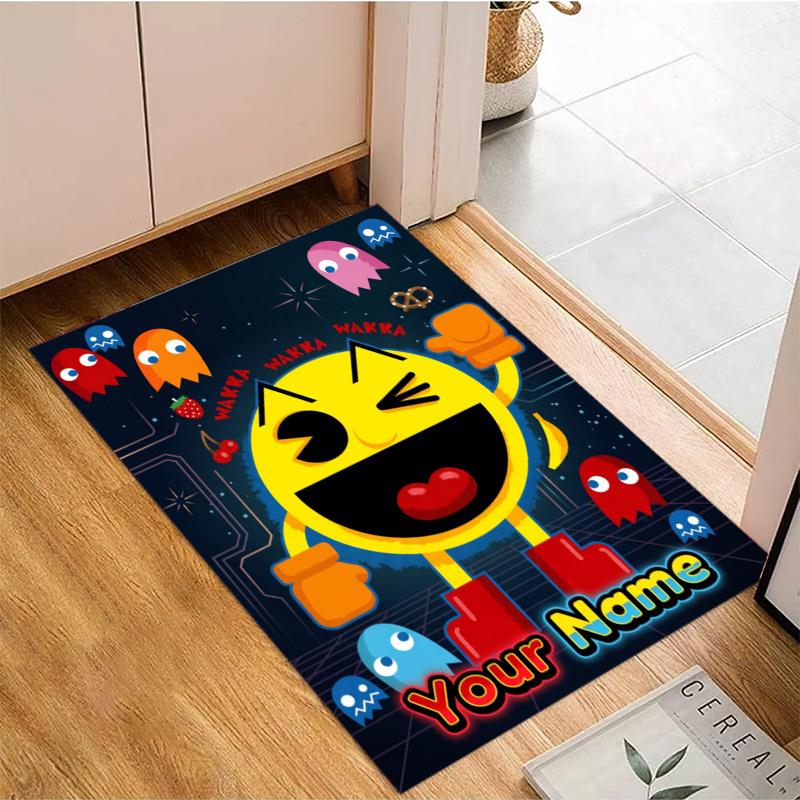 Custom Name Pac Game Rug - Decorative Non-slip Carpet With YourName For Bedroom Or Office Perfect Gift For Family And Friends