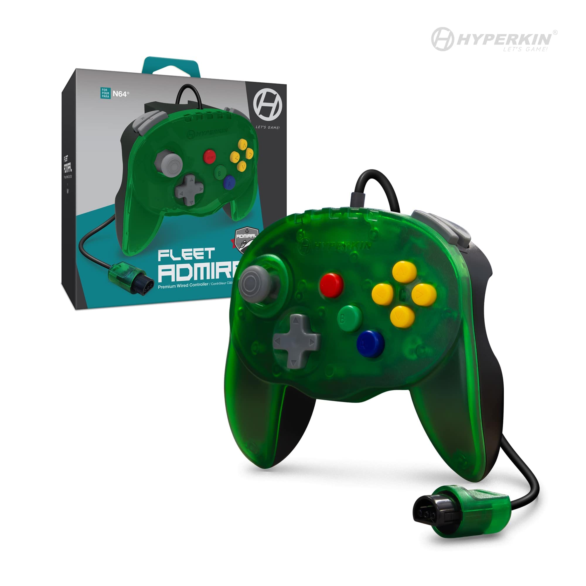 

Hyperkin Wired Controller Original Port Fleet Admiral Hyperkin Fleet Admiral N64 Wired Controller Green N64® зелёный