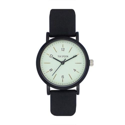 

TEA SPOON Women s Round Rubber Strap Watch N04721A-1 BK/MT