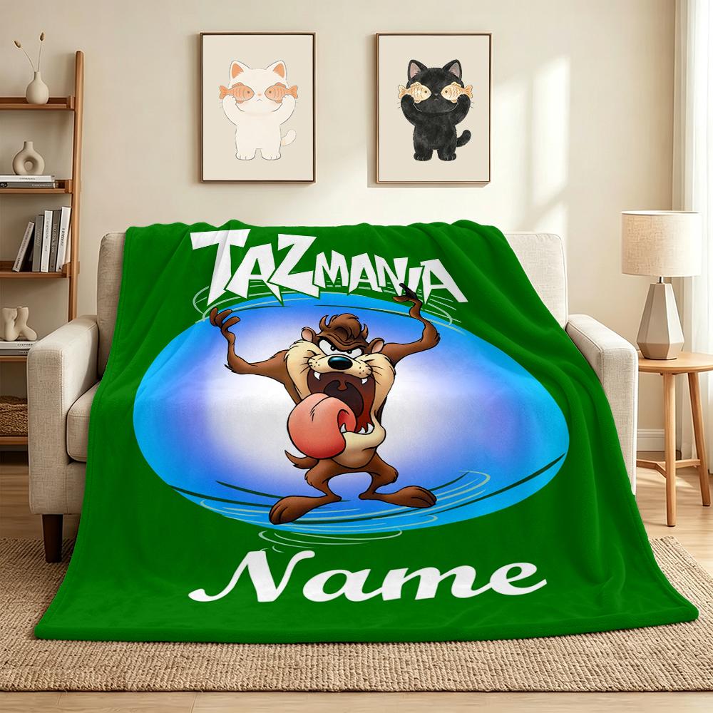 Custom Name Tazmanian Devil Flannel Blanket Throw Blanket Soft Warm Sofa Bed home Decor Unique Gift
