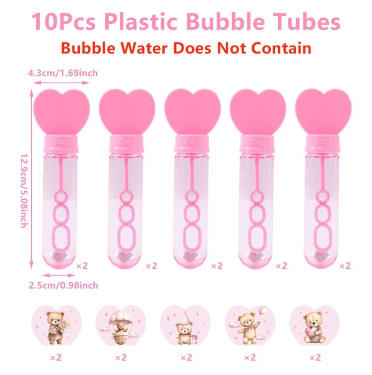 

Blue Pink Bear Heart Sticker Bubble Tube Soap Bottle Birthday Party Decoration Gender Reveal Kids Favors Toys Gifts Baby Shower рожевий