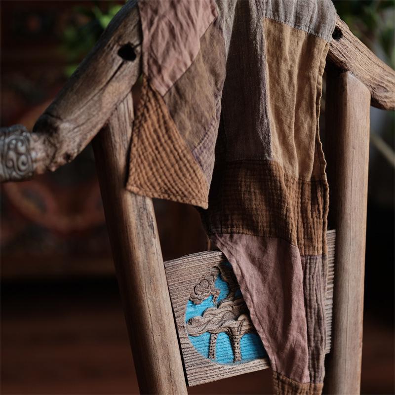 Vintage-Inspired Color Block Triangle Scarf - Ancient Mud