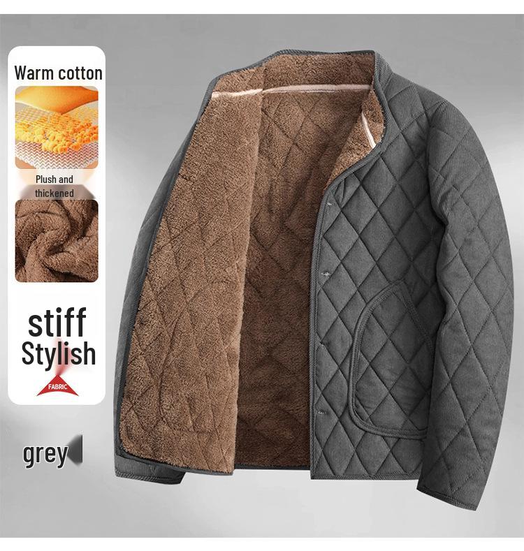 

Men s Thickened Cotton Padded Jacket with Fleece Lining, Warm Stand Collar, Cold-Resistant, Ideal for Autumn/Winter, Middle-Aged and Elderly Dad Style 2XL (45-60 kg)