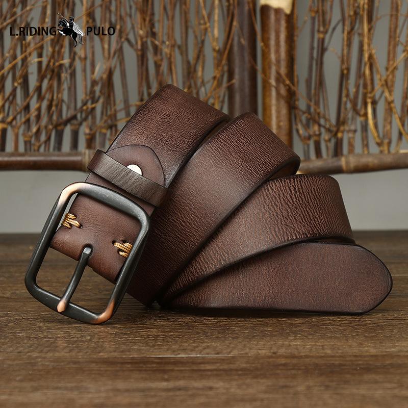 Fashion All-match Genuine Leather Leather Belt Men's Pin Buckle Simple Casual Belt Retro Belt Men's Belt