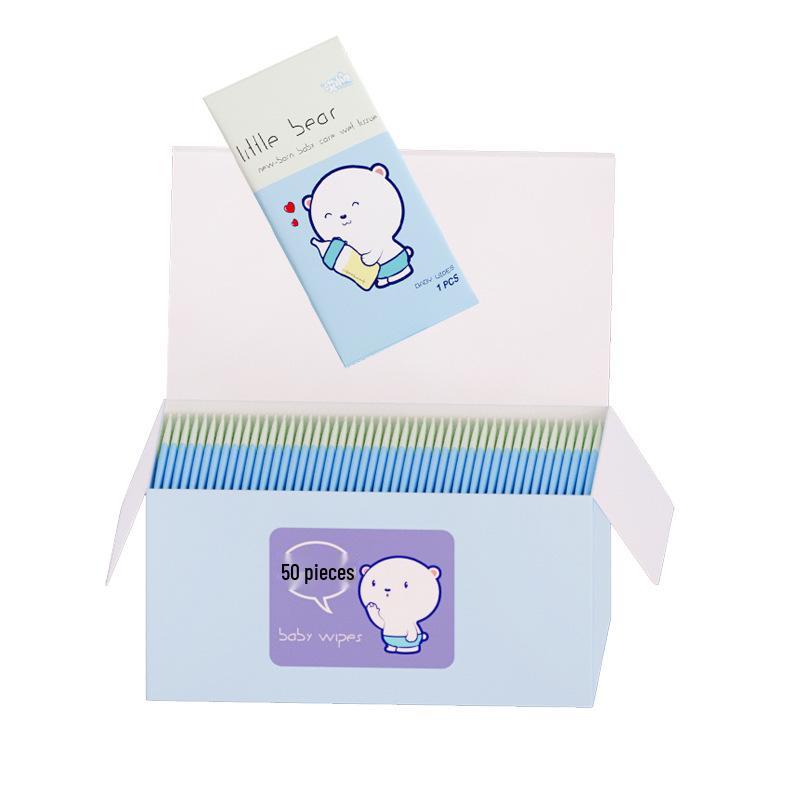 50 Pack Portable Baby Hand & Mouth Cleaning Wet Wipes - Disposable, Individually Wrapped Tissue