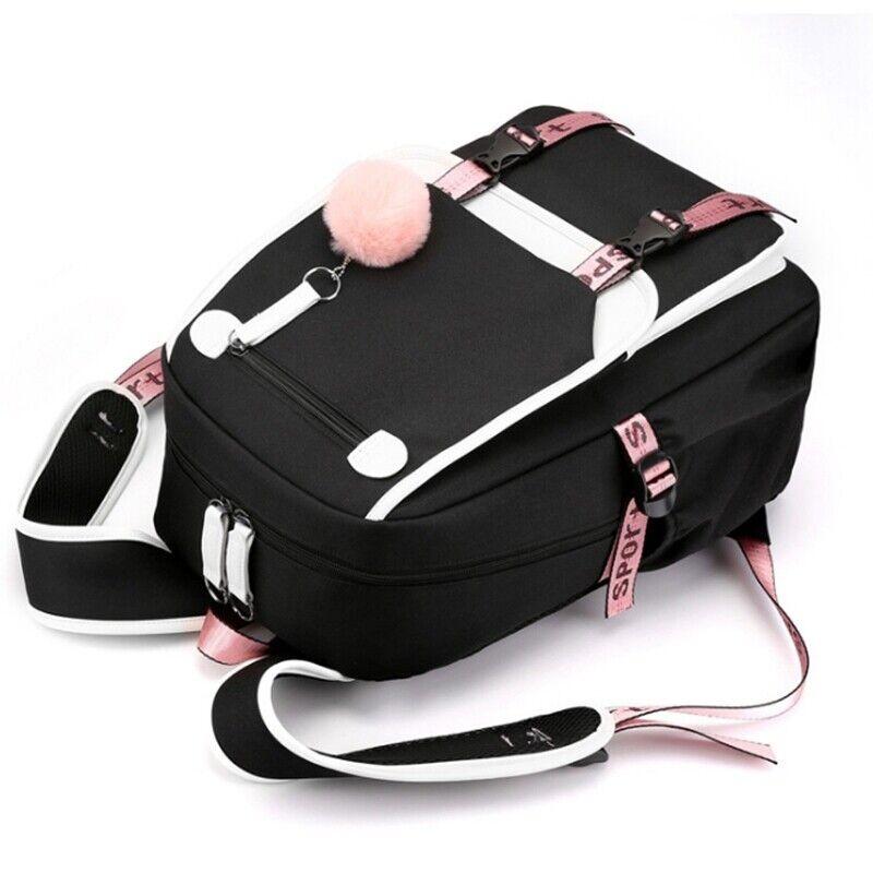 Universal Sport School Backpack with Keychain and USB Black School