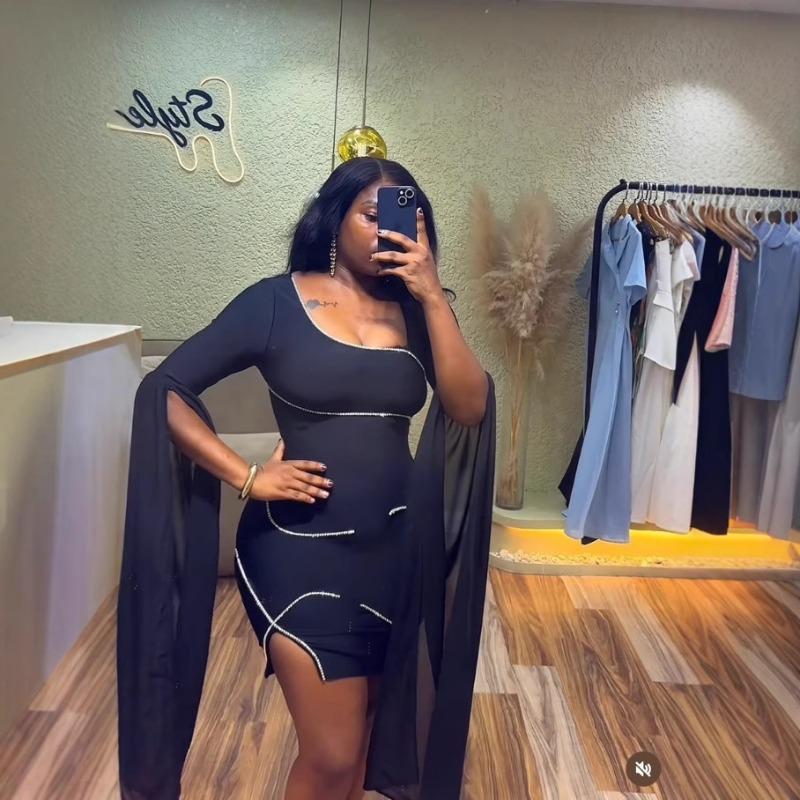 New sexy split slim bandage dress fashion diamond party banquet evening dress dress women