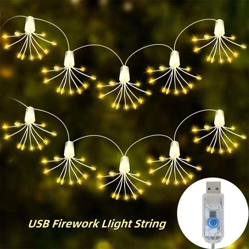 USB LED Firework String Lights with Remote - Colorful Fairy Lights for Party & Festival Decoration