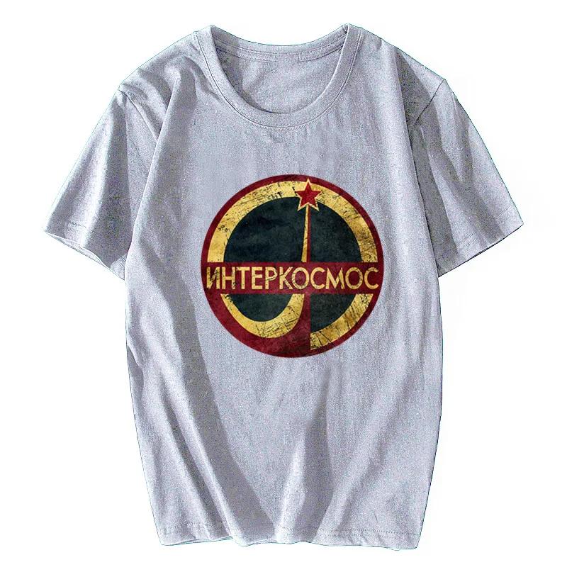 

Printed T-shirt Interkosmos Cccp 100% Quality cotton Soviet Gift cotton Men s Summer casual cotton T-shirt Fashion T-shirt 4XL