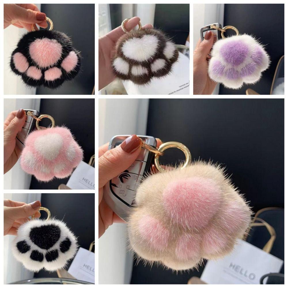 Furry Doll Cat's Paw Stuffed Keyring Stuffed Animal Plush Cat's Paw Pendant  Bag Ornaments