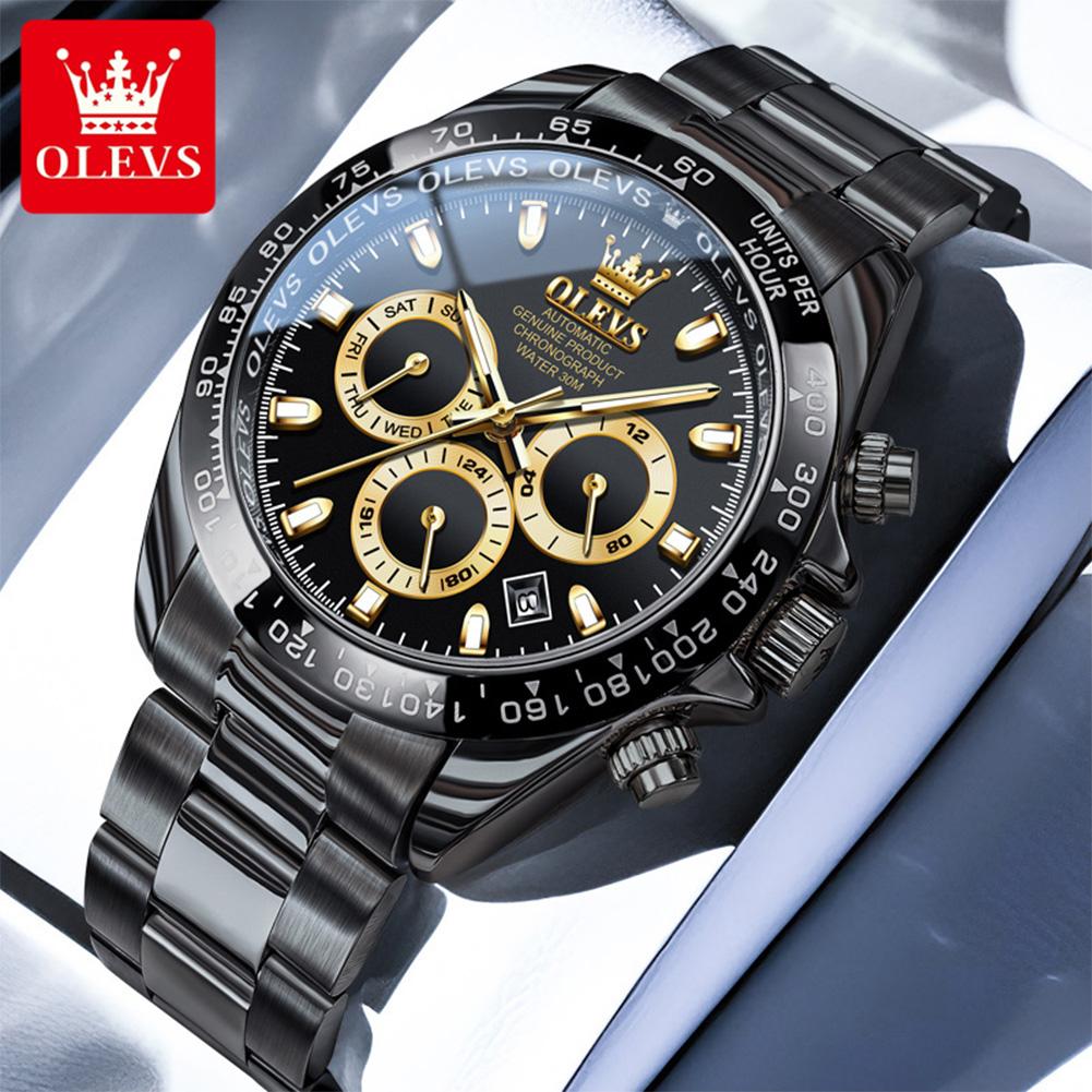 OLEVS Automatic Watches for Man Luxury Brand Original Waterproof Luminous Chronograph Stainless Steel Men Mechanical Watch 6638