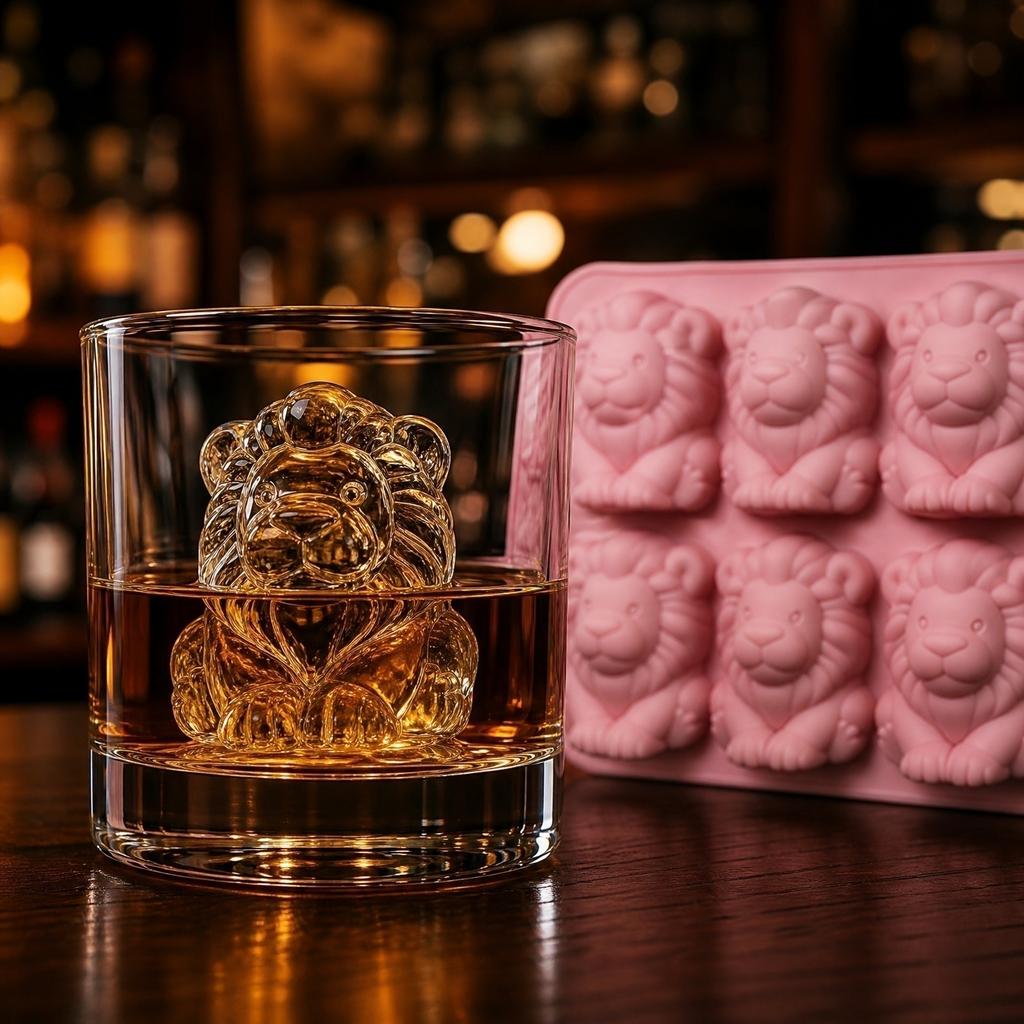 Silicone Lion Shape Ice Cube Tray Mold Flexible Non-Stick Reusable Animal Design Mold for Baking Chocolate Candy Soap Making