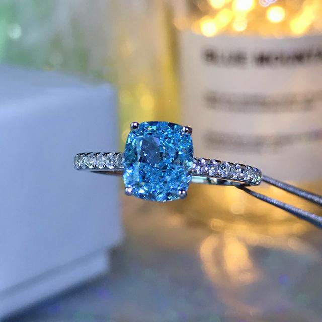 Ny Enkel Elegant Blå Cubic Zirconia Ring for Kvinner Luksus Brud Bryllupsseremoni Festringer Jubileumsgave Nye Smykker