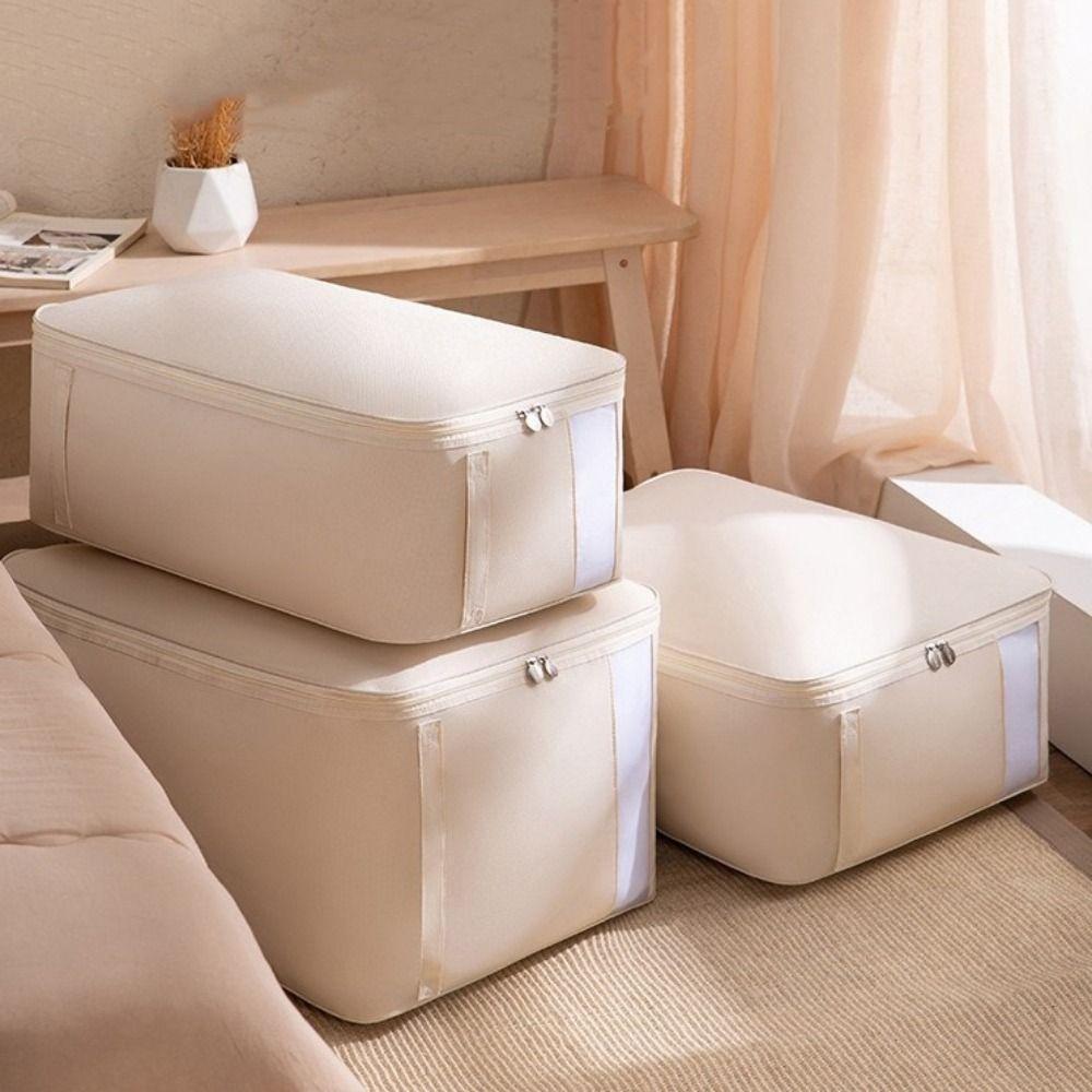 Oxford Cloth Cotton Quilt Storage Bag Visible Luggage Storage Bag Clothes Moving Bag  for Bedroom