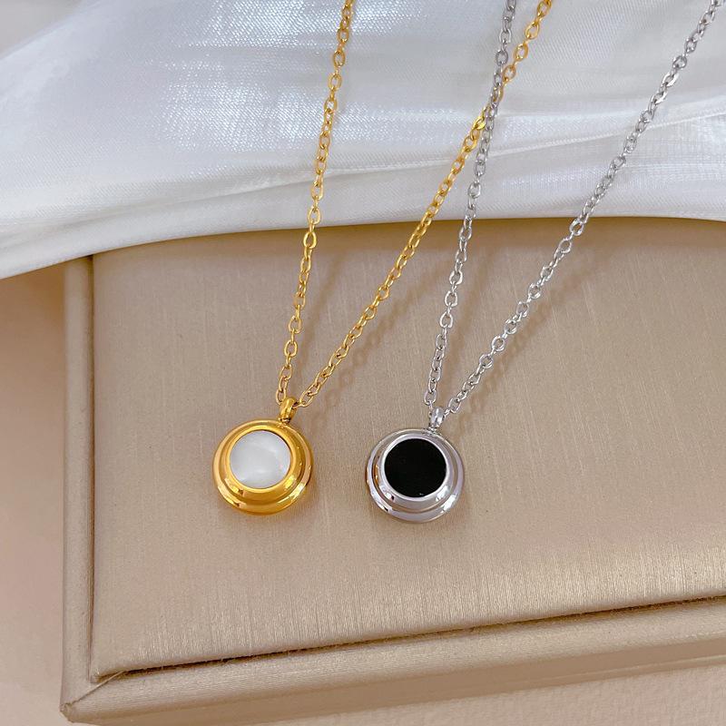 Double-Sided Shell Minimalist Furnace Real Gold Necklace Female Collarbone Chain Accessories
