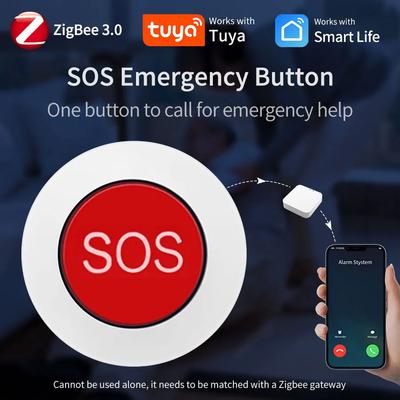 Tuya ZigBee SOS Botão Interruptor Sem Fio Alarme para Idosos e Crianças Interruptor de Ajuda de Emergência Segurança Doméstica Controle de Aplicativo Smart Life