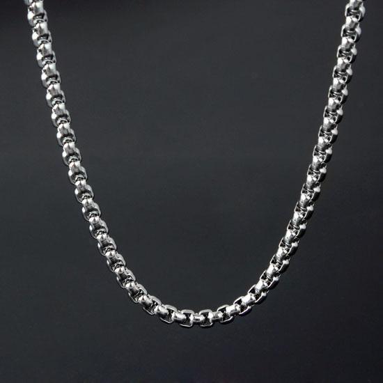 Men's Stainless Steel Pearl & Titanium Clavicle Necklace - Square Chain Design