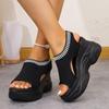 Womens Wedge Heeled Sandals Elastic Cloth Canvas Breathable Sandalias Casual Sports Sandals for Women Platform Sandalias